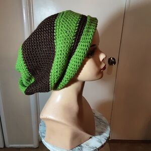 Green and Brown Crochet Beanie